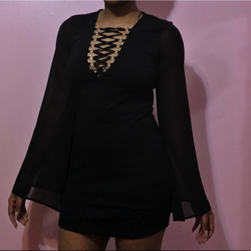 Forever 21 Black Lace Up Dress